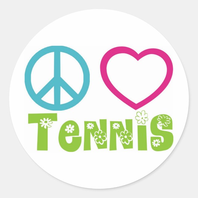 Peace Love Tennis Classic Round Sticker (Front)