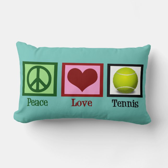 Peace Love Tennis Custom Teal Lumbar Cushion (Front)