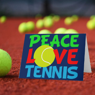 Peace Love Tennis Cute Blue Christmas Holiday Card