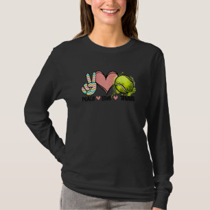Peace Love Tennis Cute For Women Teen Little Girl T-Shirt