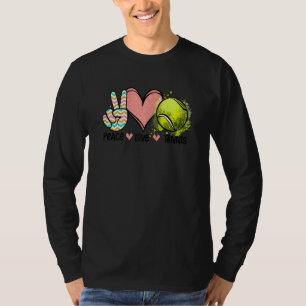 Peace Love Tennis Cute For Women Teen Little Girl T-Shirt