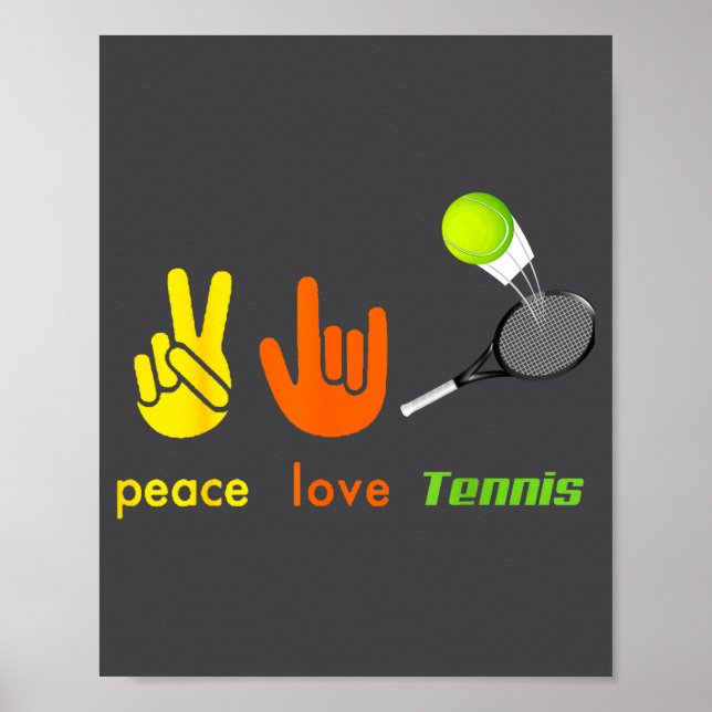 Peace Love Tennis Funny Tennis Lovers Hand Sign De (Front)