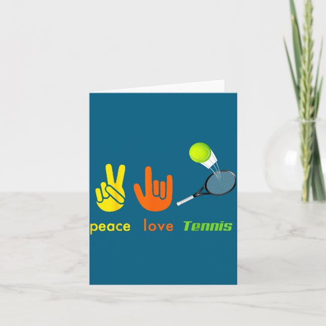 Peace Love Tennis Funny Tennis Lovers Hand Sign De Card (Front)
