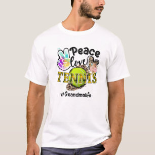Peace Love Tennis Grandma Life Mum Grandma Leopard T-Shirt