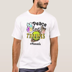 Peace Love Tennis Mama Life Mom Grandma Leopard T-Shirt