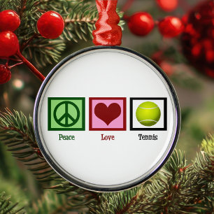 Peace Love Tennis Metal Ornament