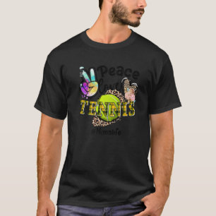 Peace Love Tennis Mima Life Mum Grandma Leopard T-Shirt