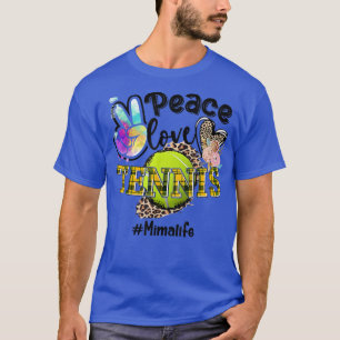 Peace Love Tennis Mima Life Mum Grandma Leopard T-Shirt
