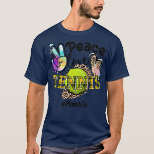 Peace Love Tennis Mimi Life Mom Grandma Leopard T-Shirt