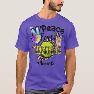 Peace Love Tennis Nene Life Mom Grandma Leopard  T-Shirt