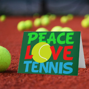 Peace Love Tennis Player Cute Festive Green Holiday Card