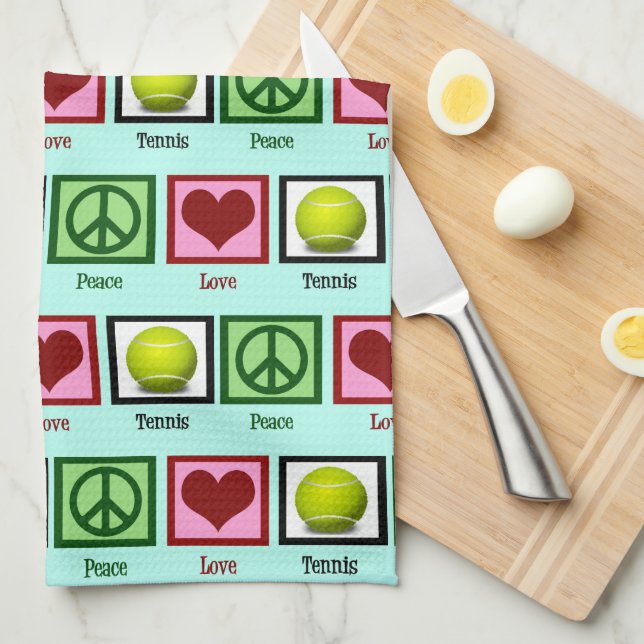 Peace Love Tennis Tea Towel (Quarter Fold)