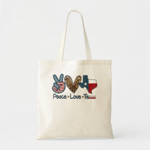 Peace Love Texas TX Texas Flag Funny City Home Roo Tote Bag