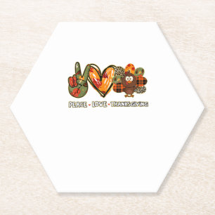 Peace love thanksgiving Gobble Turkey Thanksgiving Paper Coaster