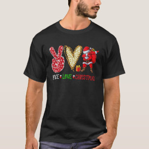 Peace Love Thanksgiving Turkey Leopard Peace Hands T-Shirt