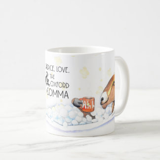Peace, Love, & the Oxford Comma (Bathing Goat) Mug