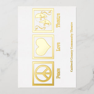 Peace Love Theatre Company Custom Christmas Gold Foil Holiday Card