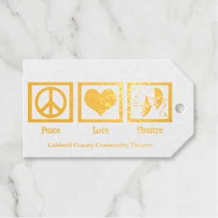 Peace Love Theatre Company Custom Christmas Gold Gift Tags
