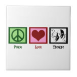 Peace Love Theatre Tile<br><div class="desc">A peace sign,  heart,  and a happy and sad mask symbolising acting. A cute gift for an actor.</div>