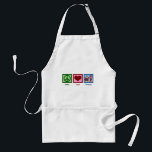Peace Love Therapy Standard Apron<br><div class="desc">A peace sign,  heart,  and a therapist treating a patient on the couch. A cute gift for a psychologist or someone who provides therapy and likes psychology.</div>