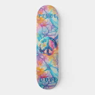 Peace Love Tie-Dye Skateboard