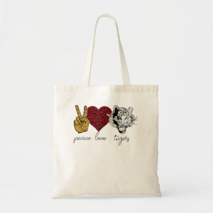 Peace Love Tiger Animal Face Tiger Lover  Tote Bag