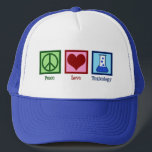 Peace Love Toxicology Cute Toxicologist Trucker Hat<br><div class="desc">Peace Love Toxicology. A cool toxicologist hat for a scientist who works in a lab as a poison and poisoning expert. Support toxicity researchers with this cute design!</div>