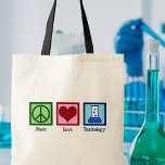 Peace Love Toxicology Tote Bag<br><div class="desc">Peace Love Toxicology. A cool toxicologist gift for a scientist who works in a lab as a poison and poisoning expert. Support toxicity researchers with this cute design!</div>