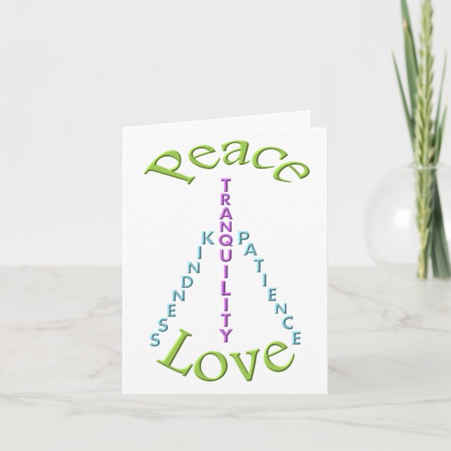 Peace love tranquillity kindness Note Cards (Front)
