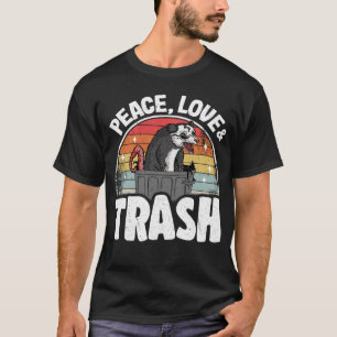 Peace, Love & Trash Funny Opossum Meme Trash Can P T-Shirt