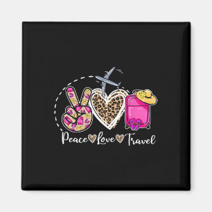 Peace Love Travel Retro Summer Vacation Family Mat Magnet