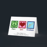 Peace Love Trombone Custom Band Christmas Holiday Card<br><div class="desc">Custom Peace Love Trombone Christmas card for a member of the marching band who loves playing a brass instrument. A cute peace sign,  heart,  and trombone on personalised holiday cards.</div>