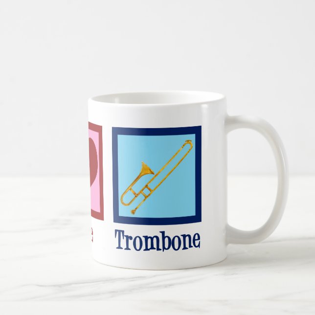 Peace Love Trombone Player Coffee Mug (Right)