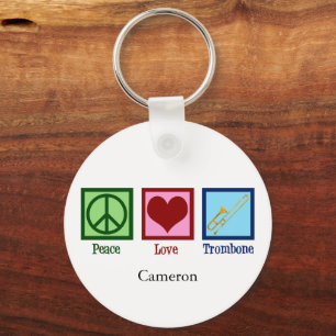 Peace Love Trombone Player Cute Custom Key Ring