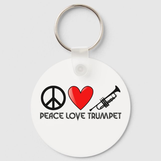 Peace, Love, Trumpet Key Ring (Front)