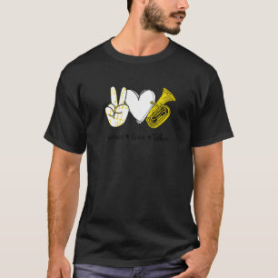 Peace Love Tuba Peace Hand Sign Music T-Shirt