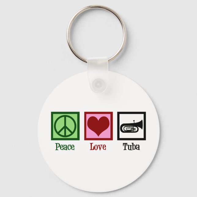 Peace Love Tuba Player Key Ring (Front)