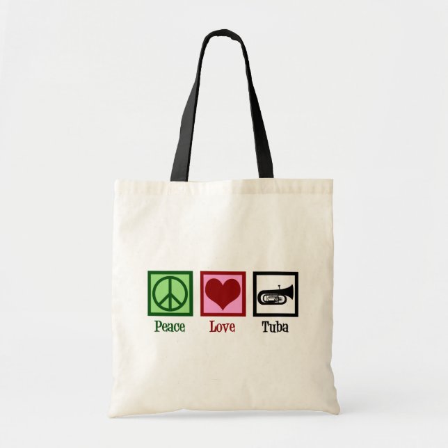 Peace Love Tuba Player Tote Bag (Front)