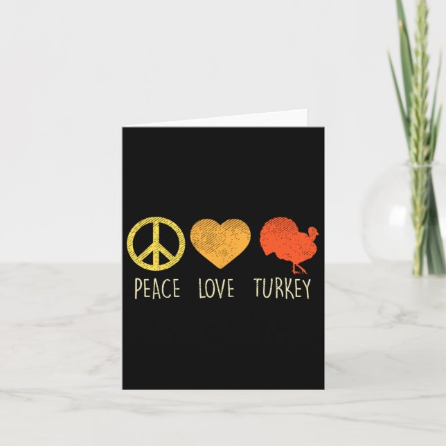 Peace Love Turkey Fun Thanksgiving Day Hippie Hipp Card (Front)