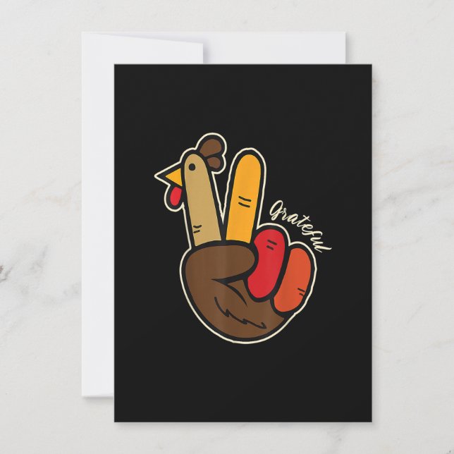 Peace Love Turkey Grateful Turkey Hand Sign Thanks Invitation (Front)