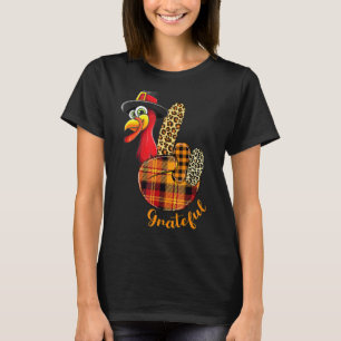 Peace Love Turkey Grateful Turkey Hand Sign Thanks T-Shirt
