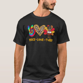 Peace Love Turkey Leopard Heart Turkey Colour Tie  T-Shirt