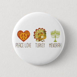 Peace Love Turkey Menorah 6 Cm Round Badge