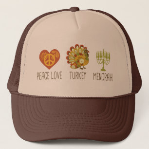 Peace Love Turkey Menorah Trucker Hat