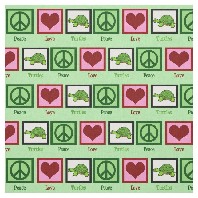 Peace Love Turtles Fabric (Swatch)