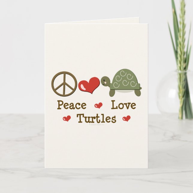 Peace Love Turtles Greeting Card (Front)
