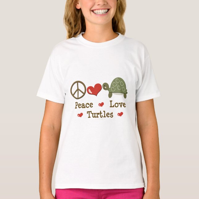 Peace Love Turtles Kids Ringer Tee Shirt (Front)