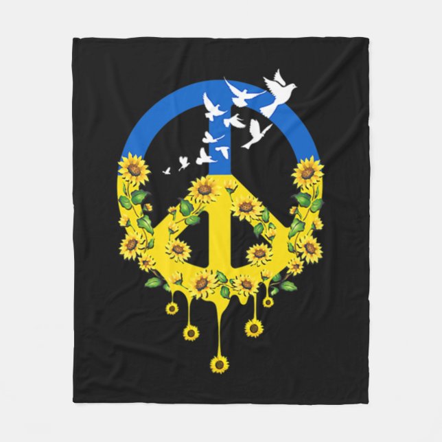 Peace Love Ukraine Dove Ukraine Sunflower Ukrainia Fleece Blanket (Front)