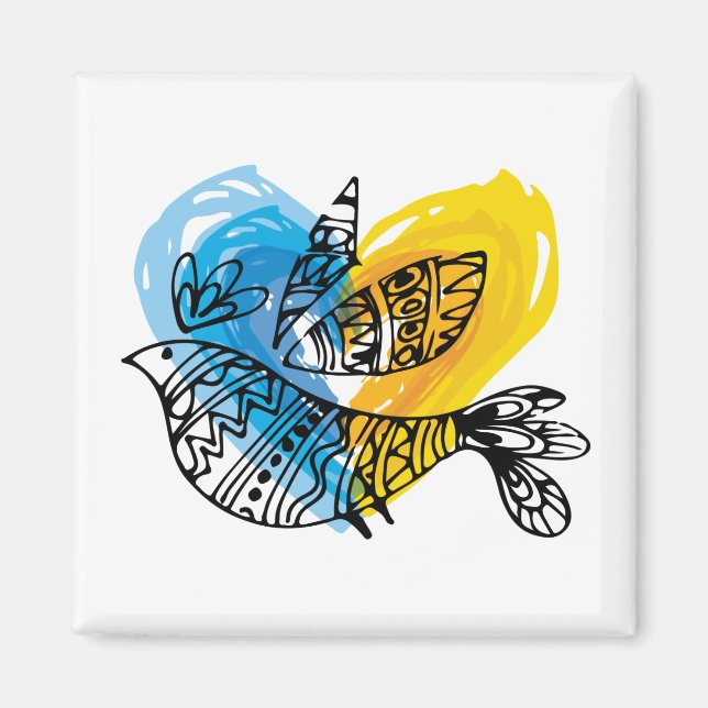 Peace Love Ukraine Nightingale Mug Magnet (Front)