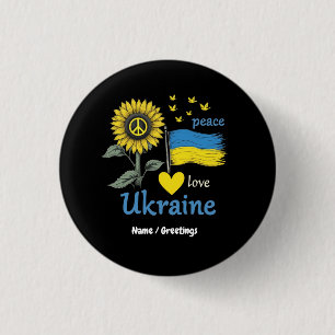 Peace Love Ukraine Sunflower Flag Stand with Pride 3 Cm Round Badge